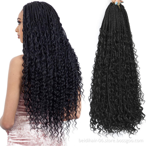 22inch Curly Box Braids River Locs Crochet Faux Goddess Braided Hair with Curl Ends Synthetic Braiding Hair with Mermaid Waves